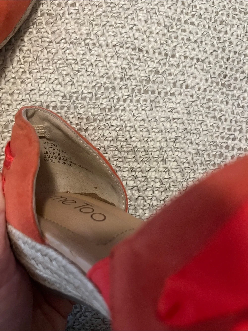 me too Women's Netta Orange Suede Leather Ribbon Wedge Heel Slip On Shie Sz 8